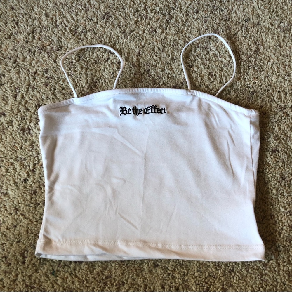 Women’s Orange Kiss White *Be The Effect* Cami Crop Top; Size Small
